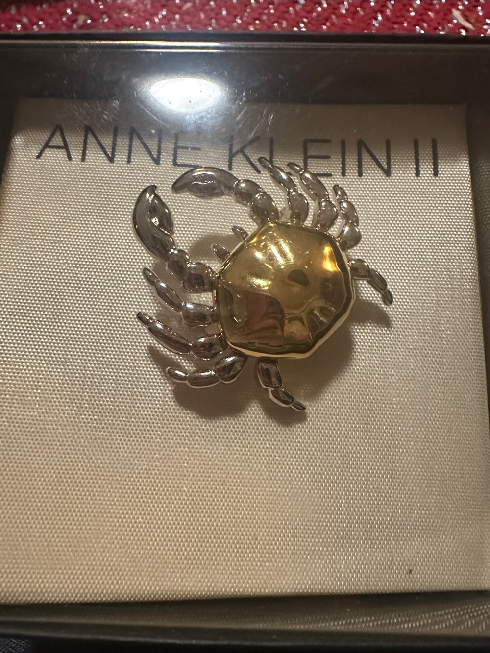 Anne Klein Gold & Silver Crab Pin Brooch